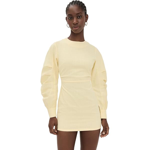 endless rose Women's Mixed Media Mini Dress with Puff Sleeves